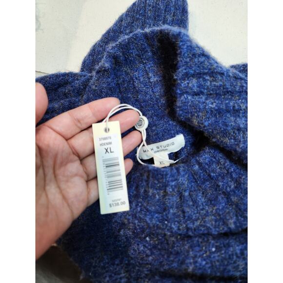 Max Studio NWT Women's XL Heather Navy Funnel Neck Sweater - Picture 5 of 5